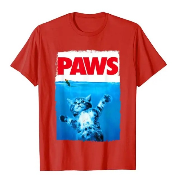 Paws Cat and Mouse Top Cute Funny Cat Lover Parody Top T-Shirt Cranberry