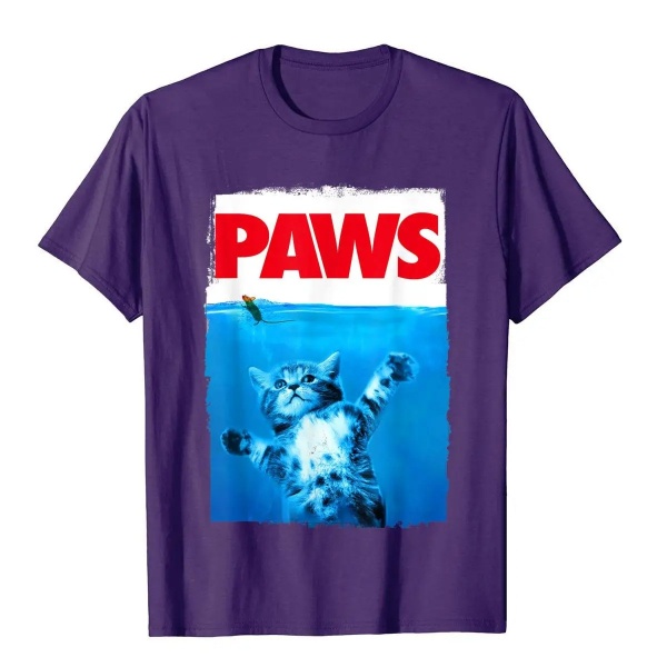 Paws Cat and Mouse Top Cute Funny Cat Lover Parody Top T-Shirt Purple