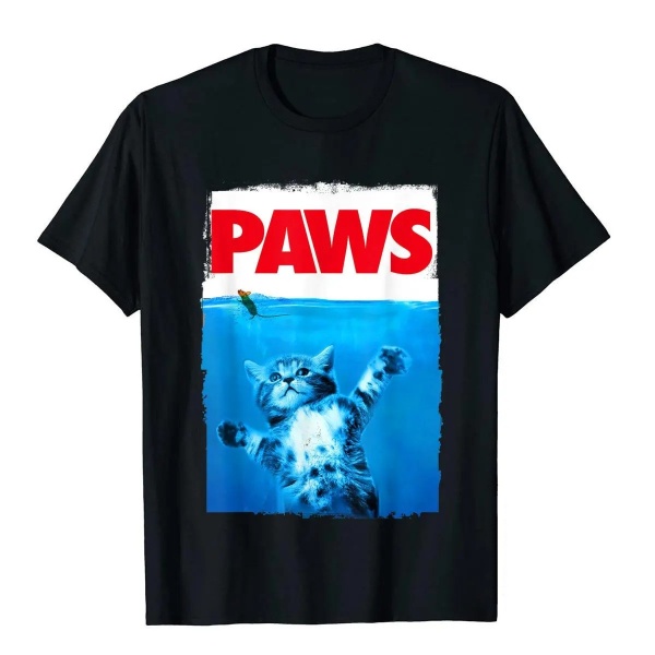 Paws Cat and Mouse Top Cute Funny Cat Lover Parody Top T-Shirt Black