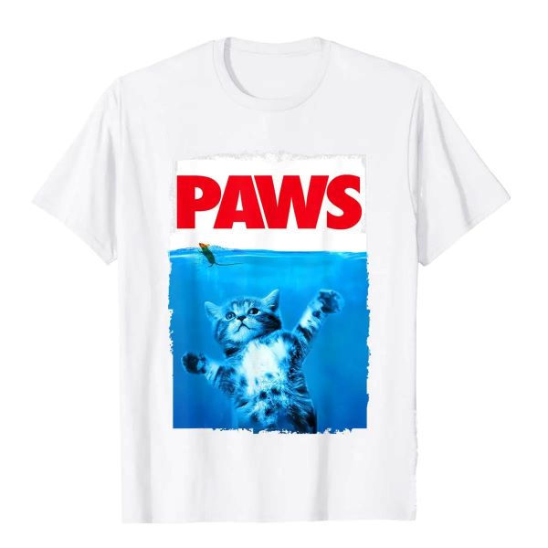 Paws Cat and Mouse Top Cute Funny Cat Lover Parody Top T-Shirt White