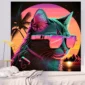 Fluorescent Cat Tapestry Poster